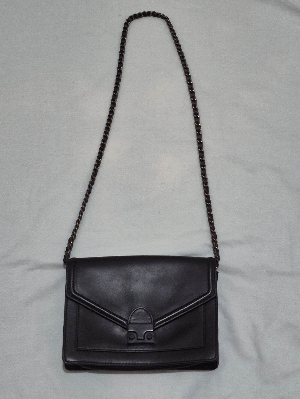 Loeffler Randall Black Leather Chain-Strap Crossbody Bag
